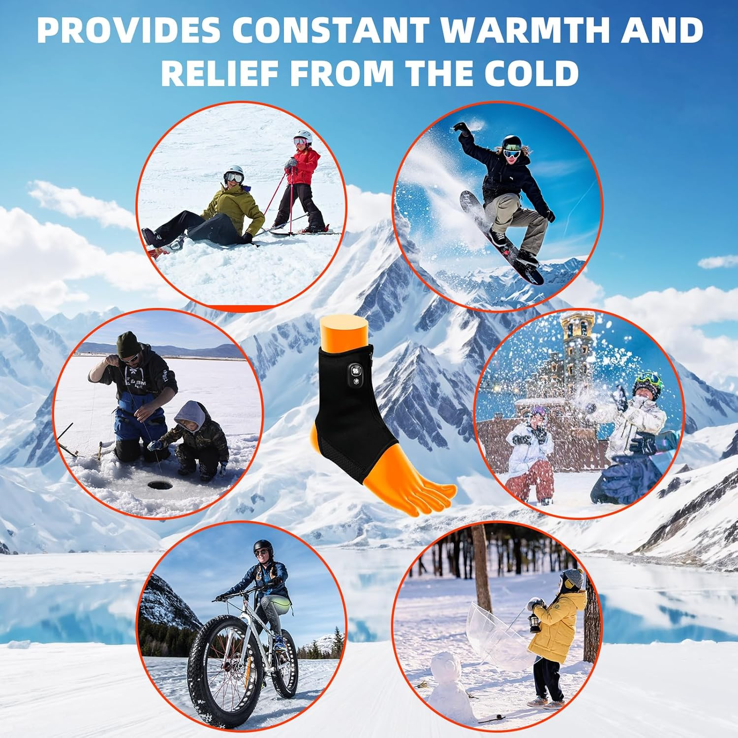 Heated Foot Warmer Five-Speed Adjustable Temperature,Heated Socks Rechargeable 3000 Mah,Ankle Warmers for Hunting, Camping, Hiking, Walking, Fishing, Cycling, Outdoor Work image number 3