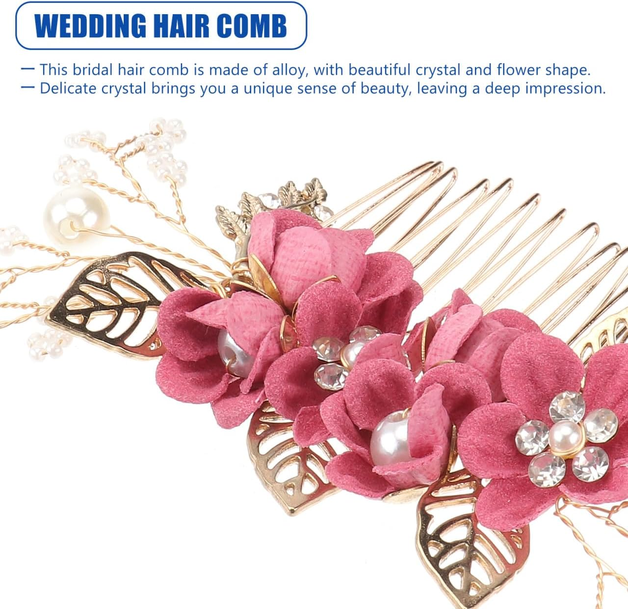 Hemobllo Side Hair Clips with Flowers for the Bride: Alloy Headpiece with Rhinestones and Flowers for Wedding Brides Hair Comb Wedding Prom Birthday Party