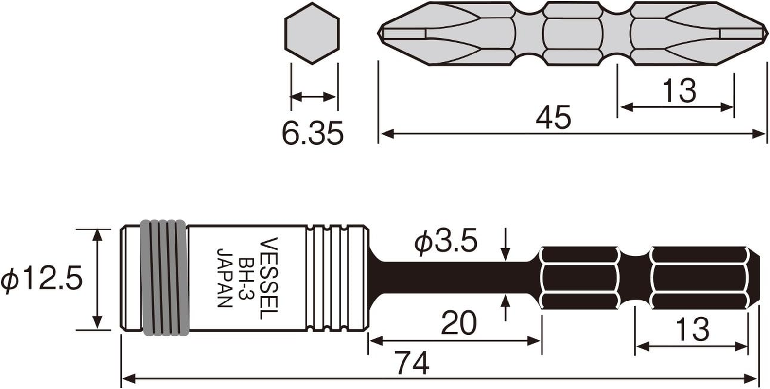 Vessel BH-14 Torsion Bit Holder with Double-Ended Bit image number 4