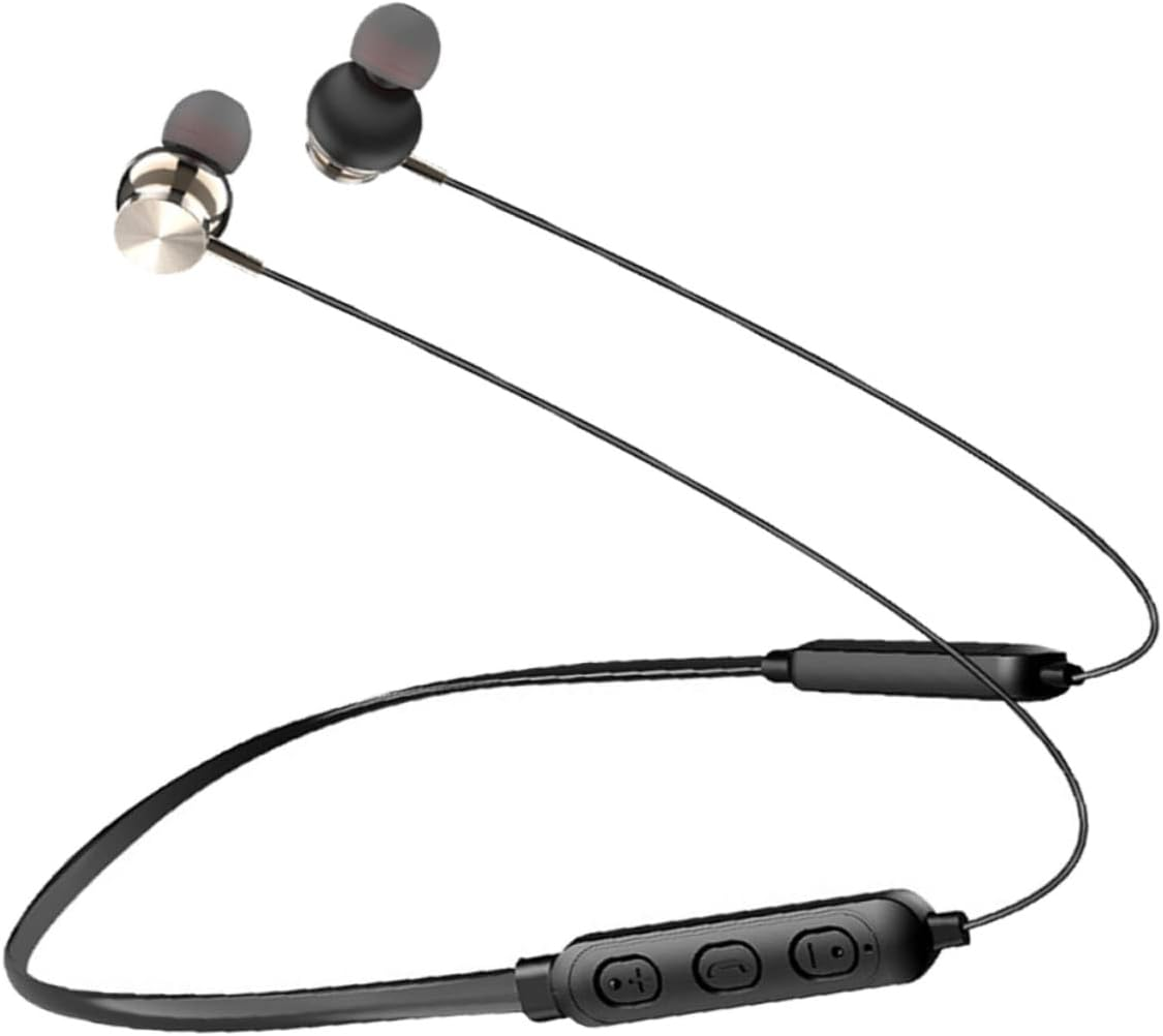 Mipcase Stereo Headphone Wireless Earbud Sweat-Resistant Neck Hanging Earphone with Microphone for Workout Running Sports Outdoor Activities Compact Design for Active Lifestyle Black image number 2