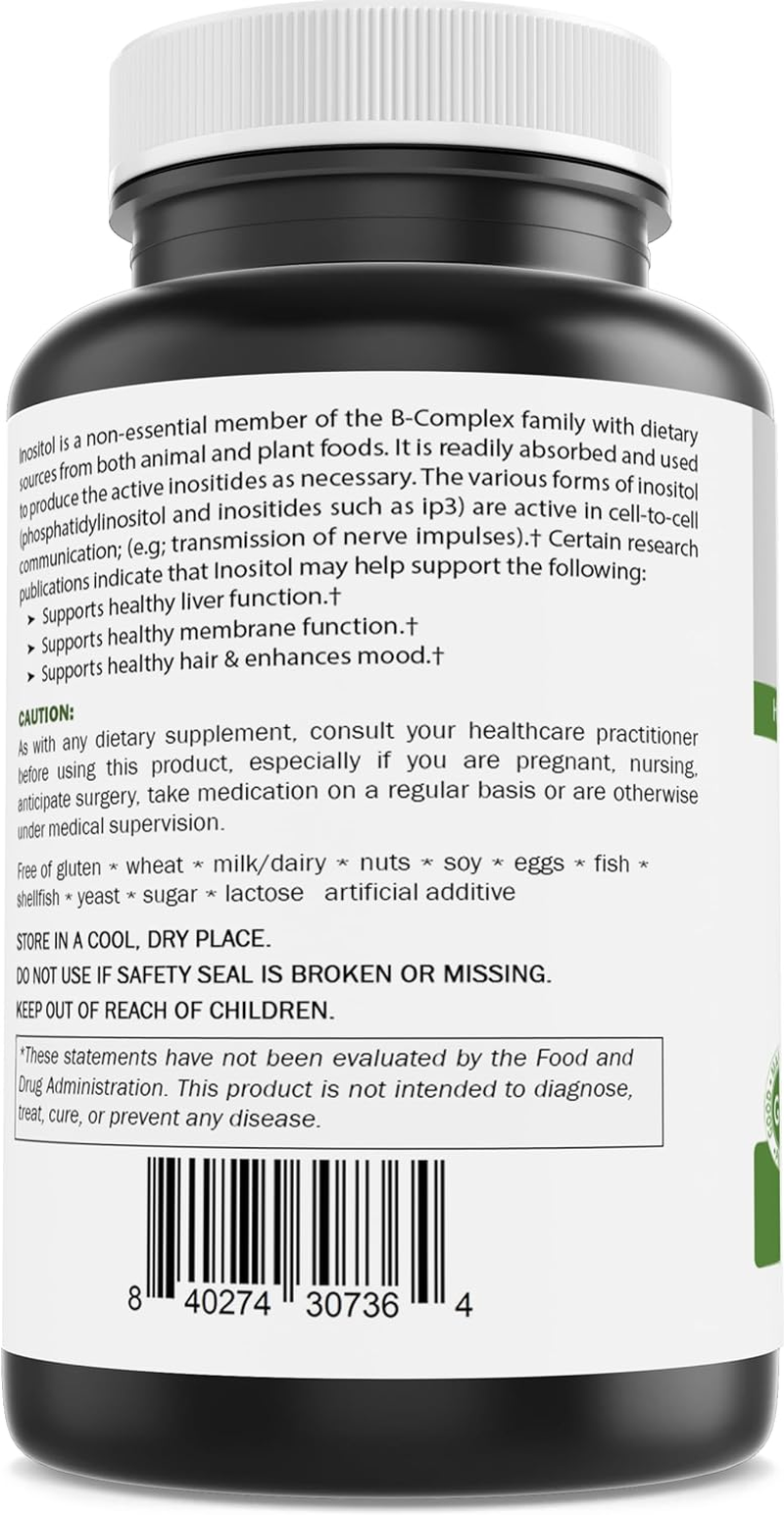 Brieofood Myo Inositol 2000 Mg per Serving - 60 Tablets - 3Rd Party Lab Tested image number 2