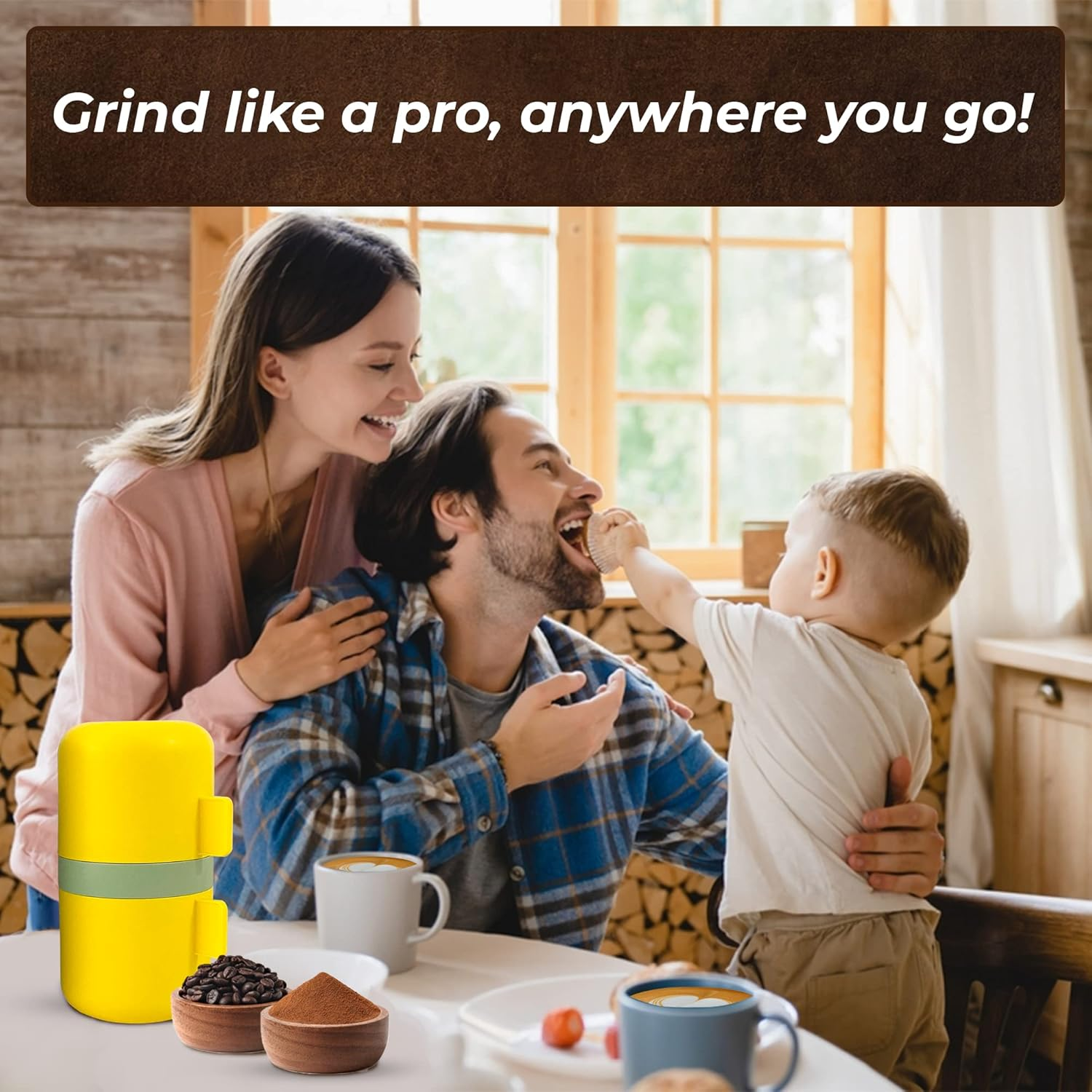 DIRECT from FACTORY Coffee Grinder Set with Flower Spoon & Brush, Stainless Steel & Ceramic Burr - Portable Coffee Bean Grinder - Manual Hand Crank Grinder for French Press, Drip Coffee & Espresso image number 4