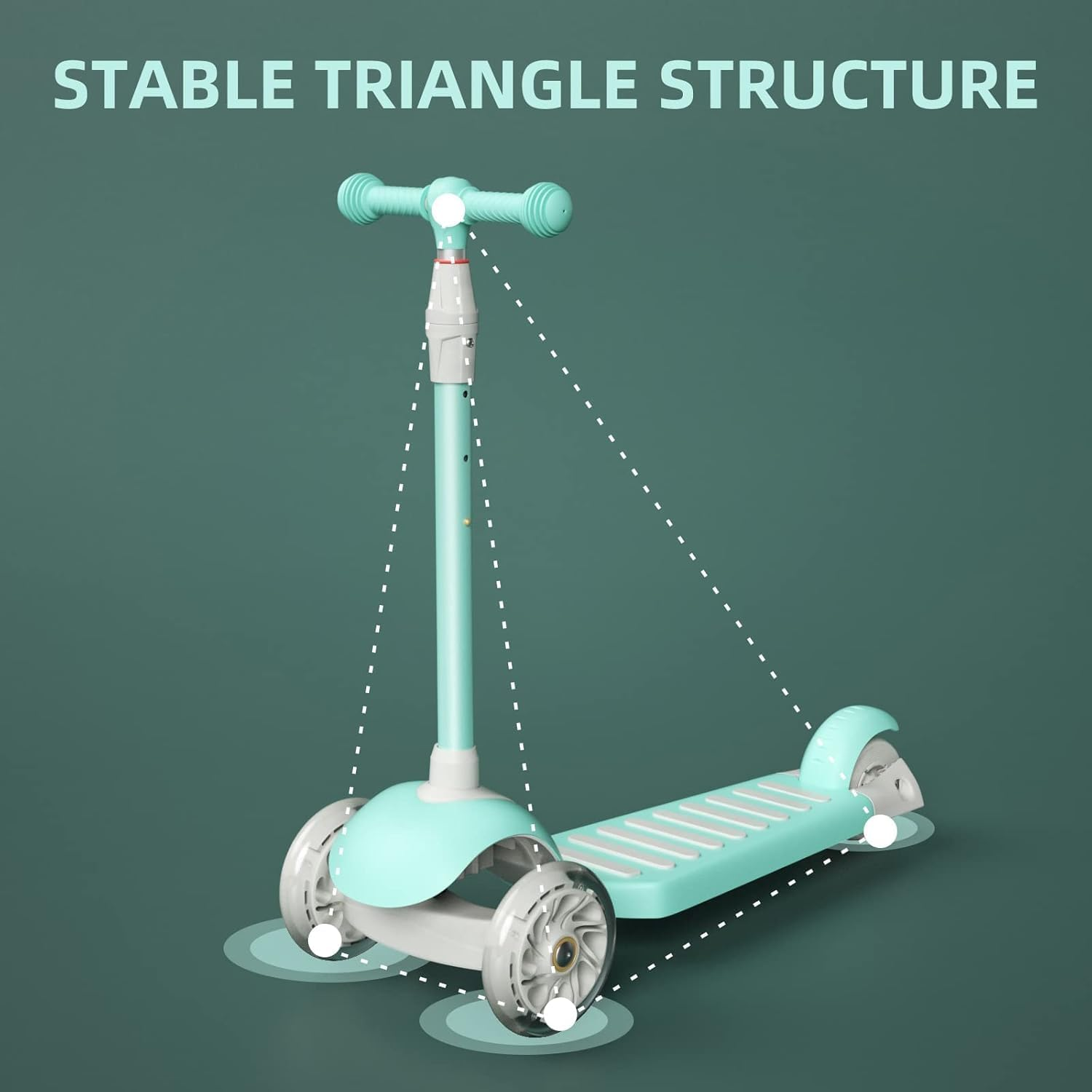 APEXORIGIN 3 Wheel Scooter for Kids Ages 3-12,Kids Scooter with Light up Wheels, Sturdy Deck Design, and 4 Height Adjustable Suitable for Kids Ages 3-12 image number 4