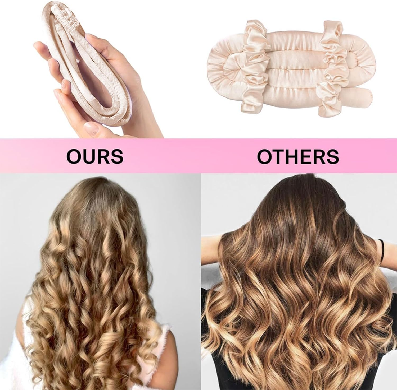 Ruzister Heaterless Small Curling Rods Headband, No Heat Curls for Sleeping, No Hot Thin Curls Headband for Long Hair and Short Hair, Beige image number 4