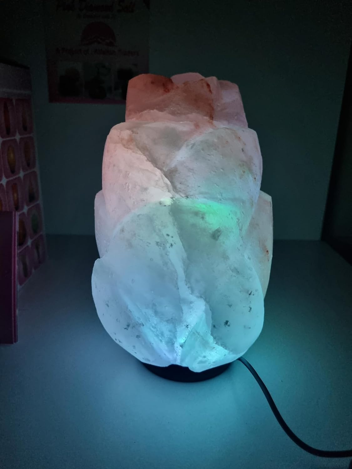 Unique Style Design Himalayan Light Pink Colour Lotus Salt Lamp 100% Authentic, Handcrafted from the Foothills of the Himalayas Beautifully Hand Craft Complete Electric Fitting &ndash; Quality Guaranteed image number 2