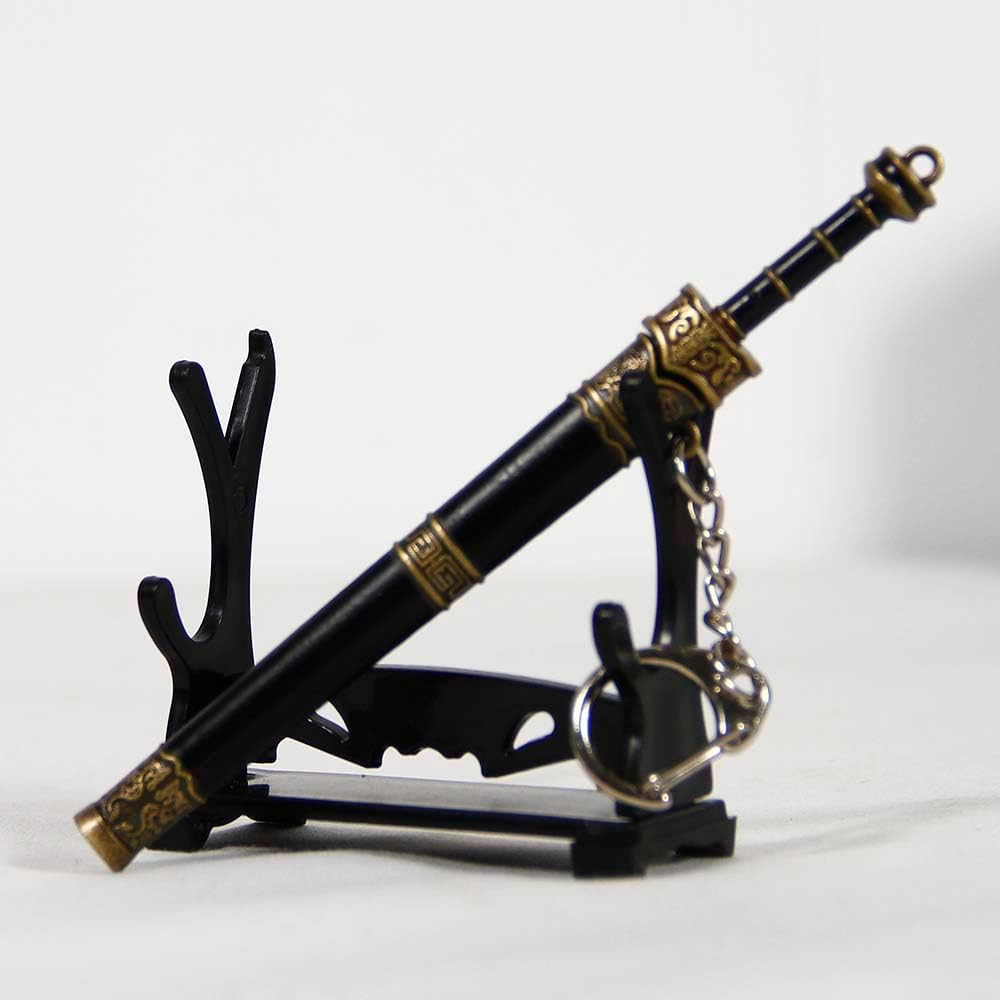 Mini Katana Mini Sword with Plastic Stand Samurai Sword Metal Weapon Model Toy Katana Anime Swords Keychain - Style B image number 6