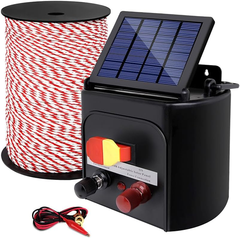 Giantz Fence Energiser 5Km Solar Energizer Charger Electric Wire, Fencing Equipment, 0.15J Discharge Energy Lead Sealed Battery Panel 500M Polyrope 4Mm Width image number 1