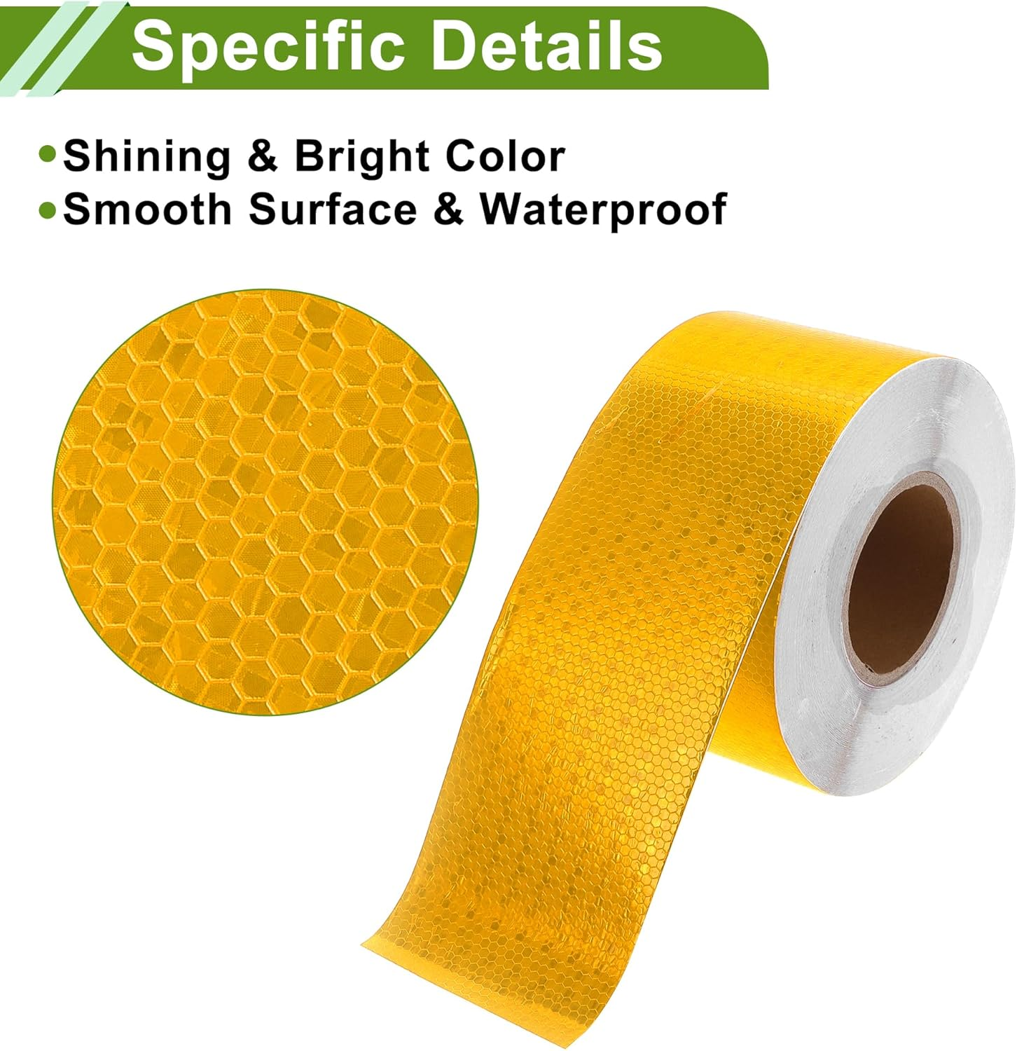 X AUTOHAUX Universal 164.04Ft X 3.94In Air-Release Adhesive Pinstripe Tape Reflective Automotive Pinstriping Tape PVC Yellow image number 3