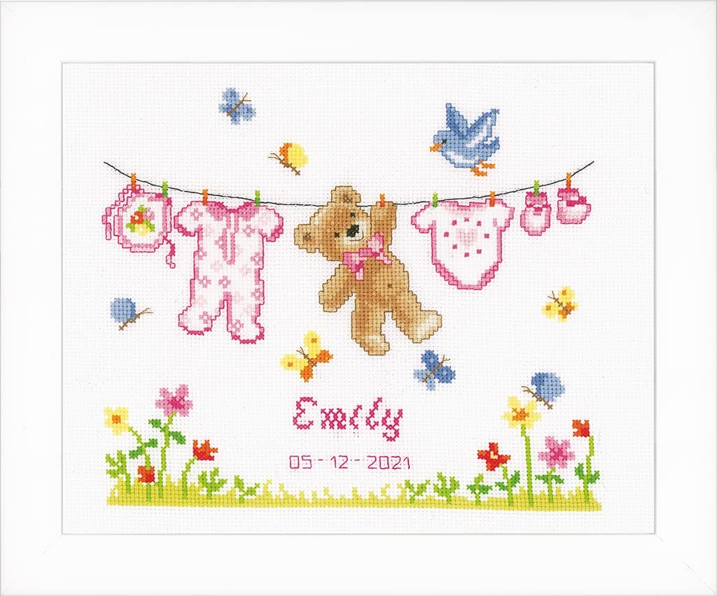 Vervaco Embroidery Kit, Birth Bear (14 Count), 22X20Cm image number 3