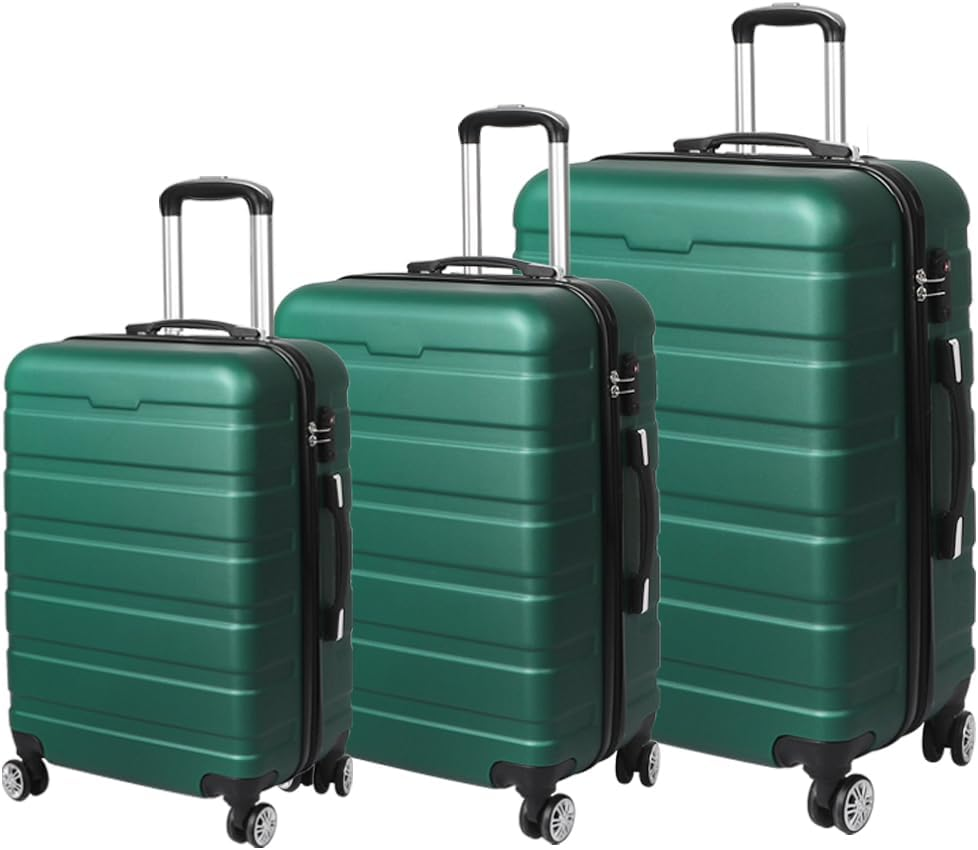 Slimbridge 3Pcs Luggage Set Suitcase Trolley, 20" 24" 28" Inch Sets Travel Packing with Built-In Lock, Hard Shell 360&deg; Wheels Spinner Luggages Suitcases, Dark Grey