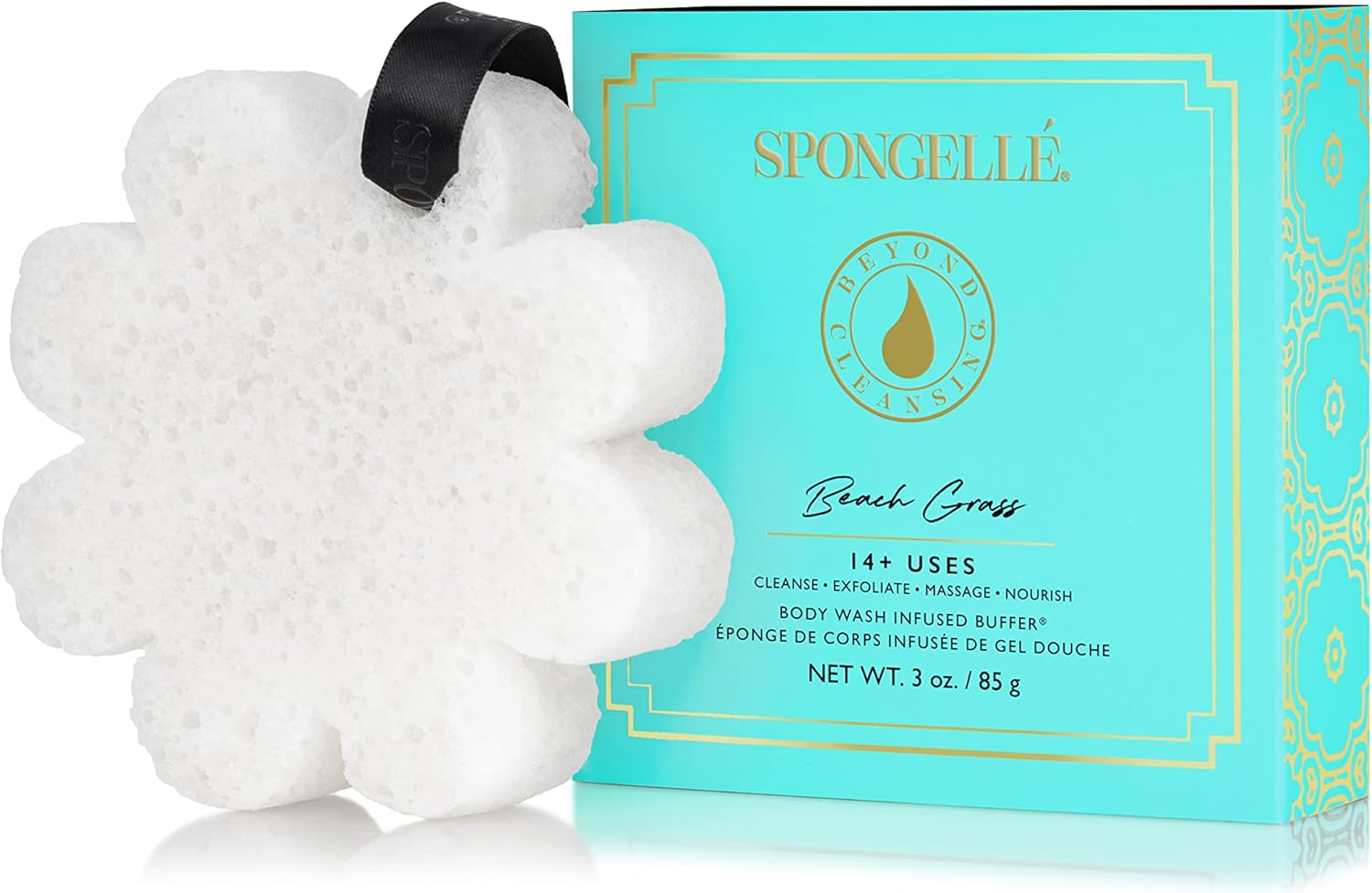 Spongell&eacute; Boxed Flower Shower Body Wash Infused Buffer, Beach Grass