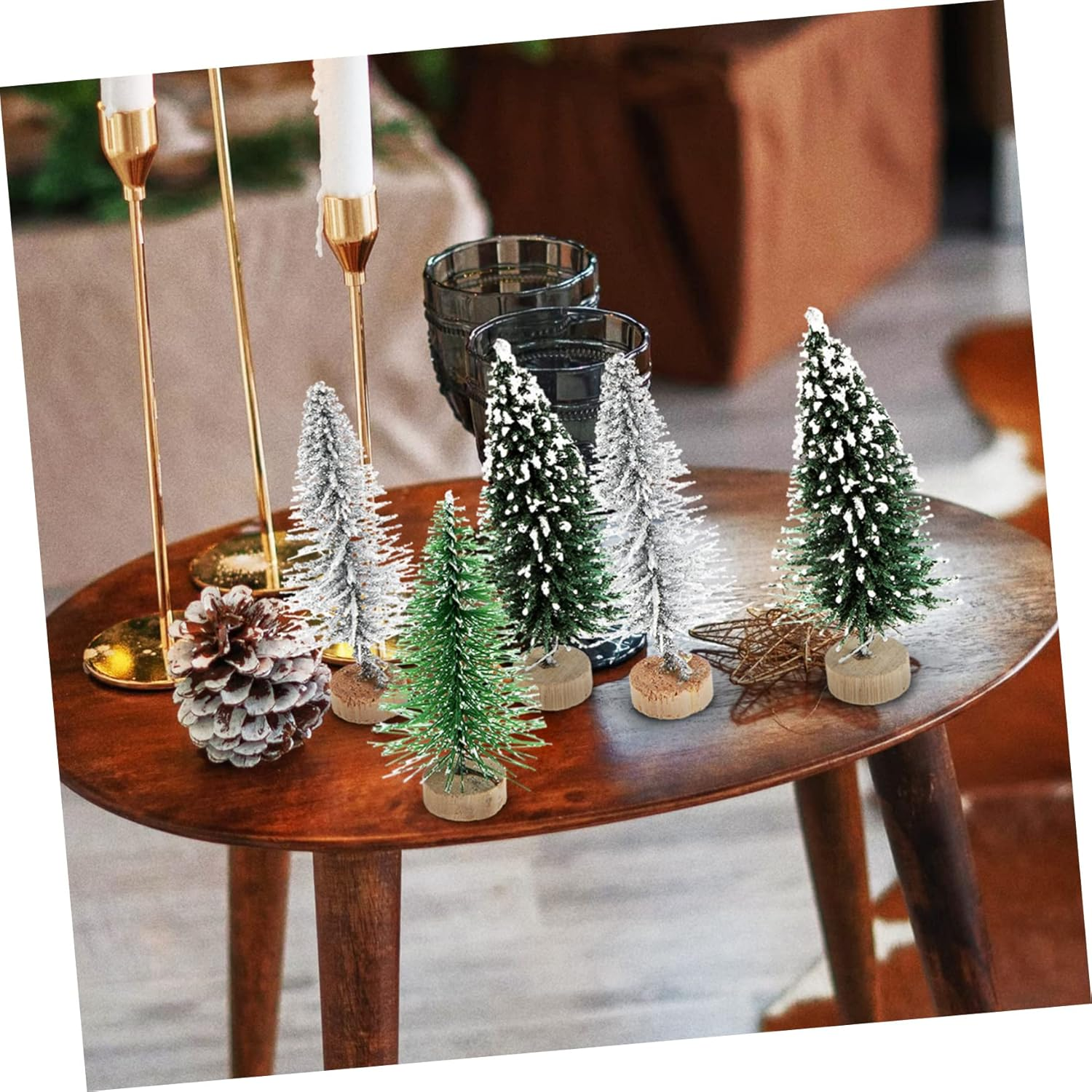 24Pcs Mini Christmas Trees Vibrant Xmas Trees for Home Decor Tabletop Decoration and Holiday Parties Cute Pine for Festive Atmosphere image number 5