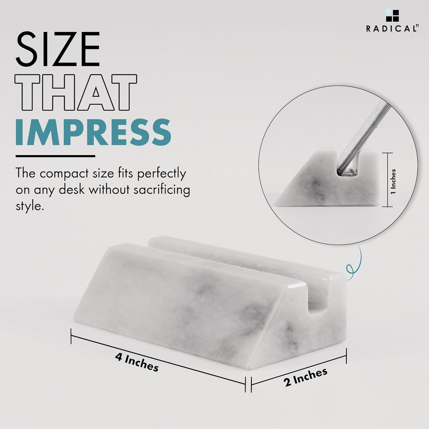 Radicaln Marble Business Card Holder White 10 Cm - Handmade Card Holder Organizer for Office - Elegant Office Desk Decor for Business & Credit Card Storage - White image number 3