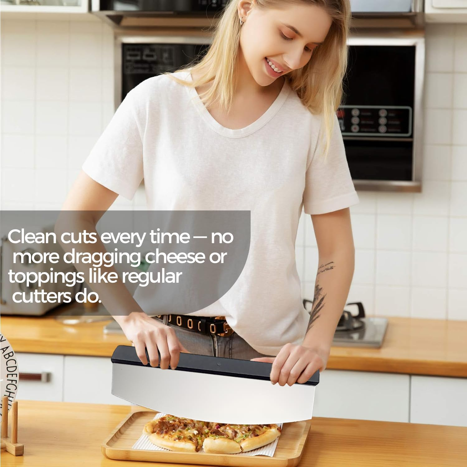 Heavy Duty Pizza Cutter Rocker Blade with Cover &ndash; Premium Stainless Steel Pizza Slicer with Protective Sheath, Ergonomic Non-Slip Handle, Dishwasher Safe for Easy Cleaning image number 5