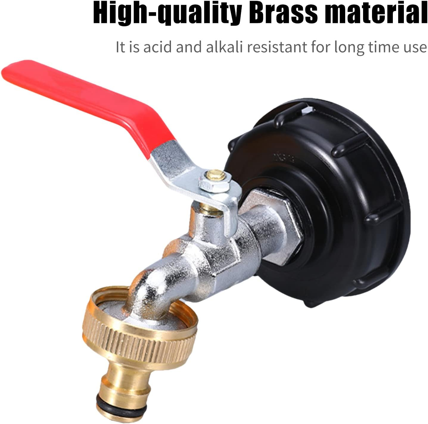 QIUNI IBC Tank Drain Adapter 3/4'' Thread Connector Brass Valve Fitting for Oil Fuel Water image number 2