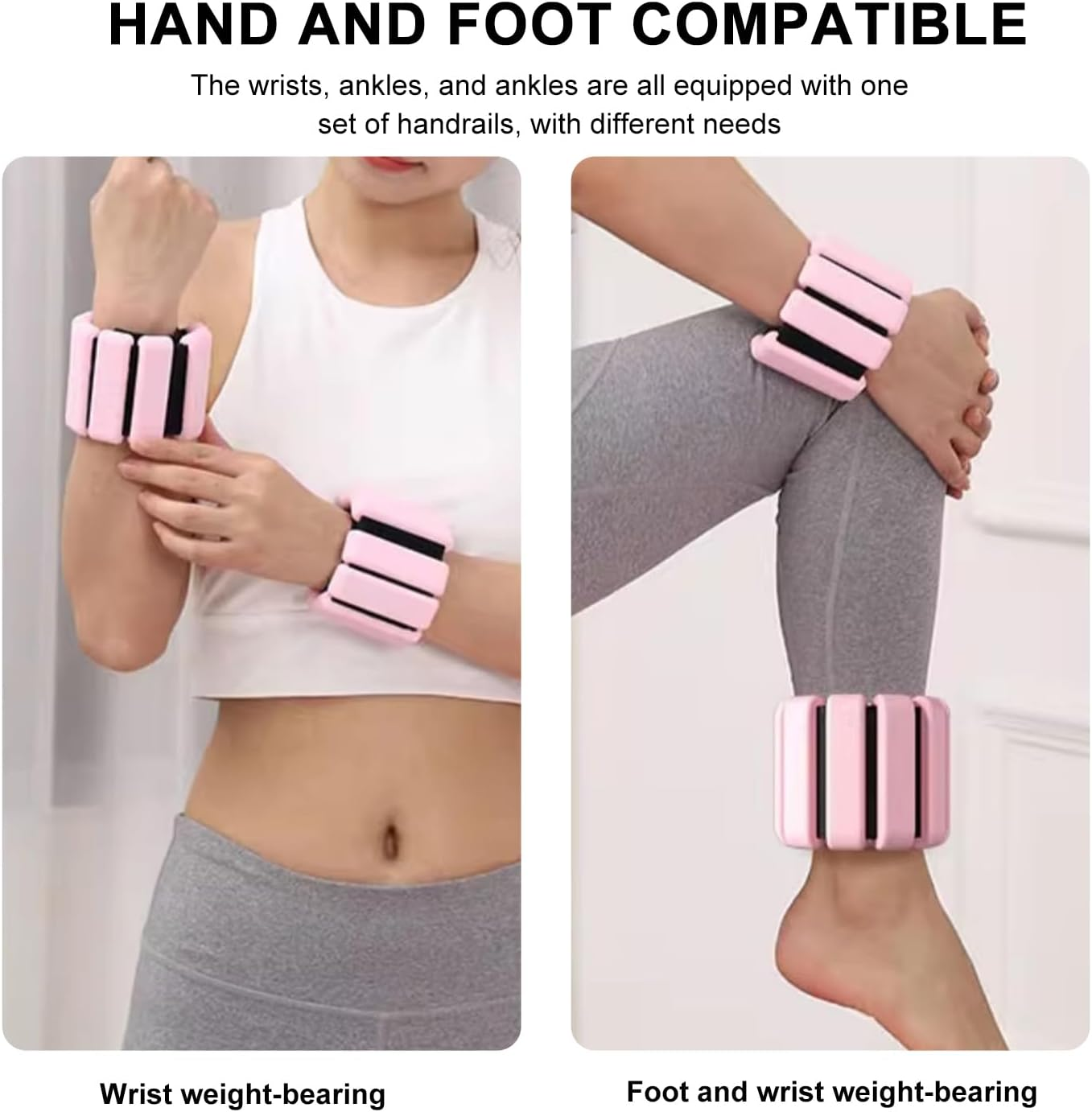 Wrist Ankle Arm Leg Weights Set of 2 (1Lb/Pcs) Adjustable Wearable Ankle Weights Silicone Wrist Bangles Fitness Equipment for Walking, Yoga, Dance, Barre, Pilates, Cardio, Aerobics, Jogging image number 1