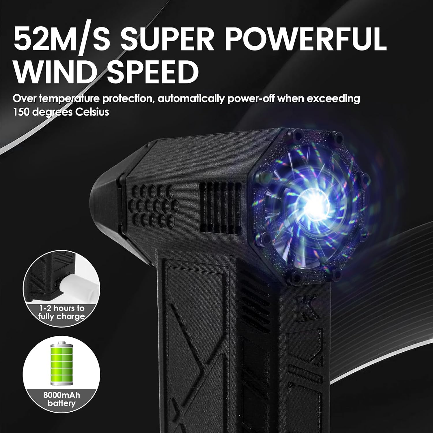 Mini Jet Blower, 130000 RPM Portable Dry Air Blower, 8000Mah Super Fan, Hand Held Powerful Violent Fan for Car Hair Keyboard Sofa Camera image number 3