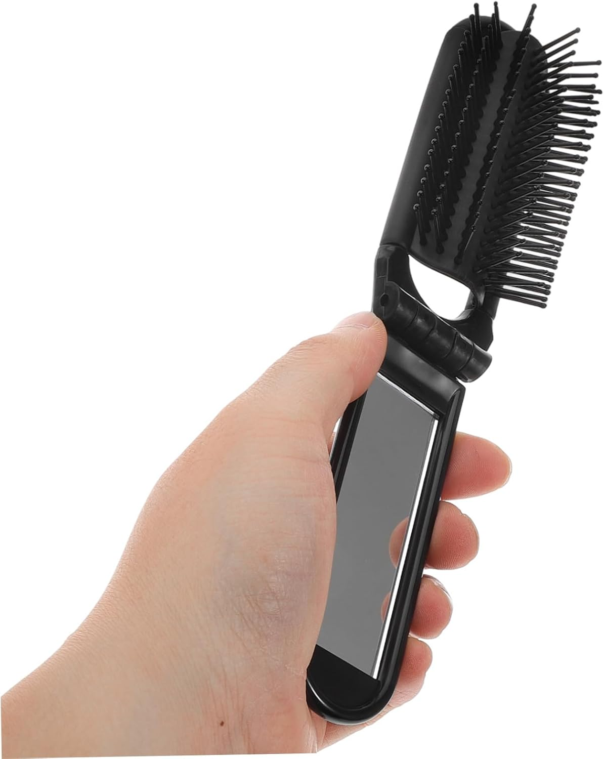 COMPUKAS Travel Hair Brush Mirror Compact Folding Brush for Women Hair Comb Portable Folding Mirror for Makeup for Gym Purse image number 1