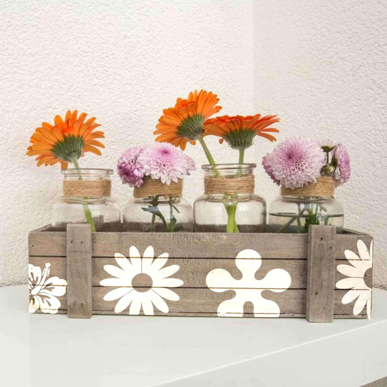 Flower Stencils for Painting on Wood Cute Leaf Floral Essential Paint Stencil for Walls Decorative Acrylic Painting, Art Rock Airbrush Layered Templates for Crafts Canvas Furniture Wooden (Flower)