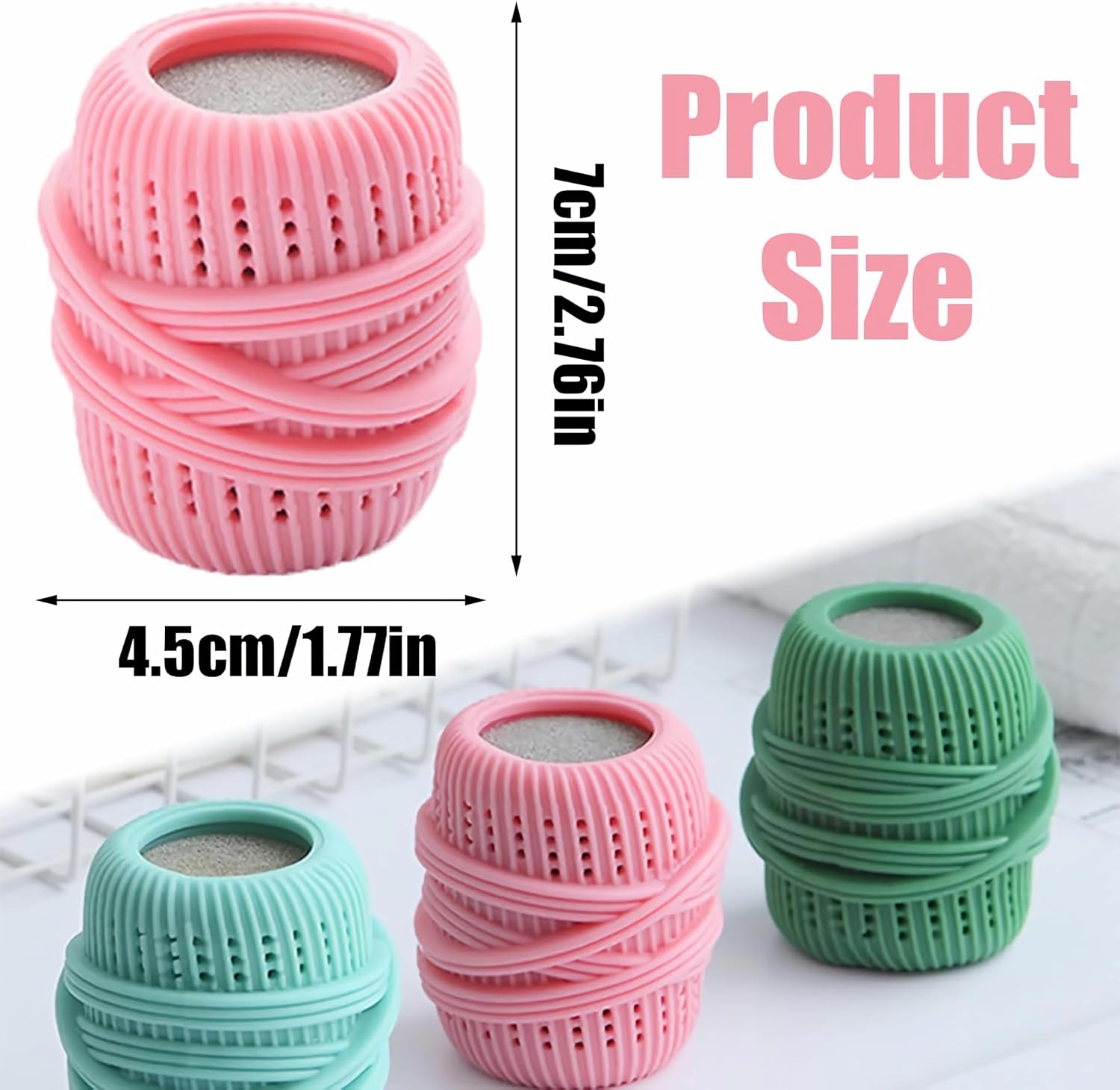 3-Piece Set of Washing Machine Dryer Balls, Anti-Tangling Fabric Soft Dispenser, Pet Hair Remover and Lint Removal Cleaning Float, Household Reusable Laundry Sponge Balls image number 5