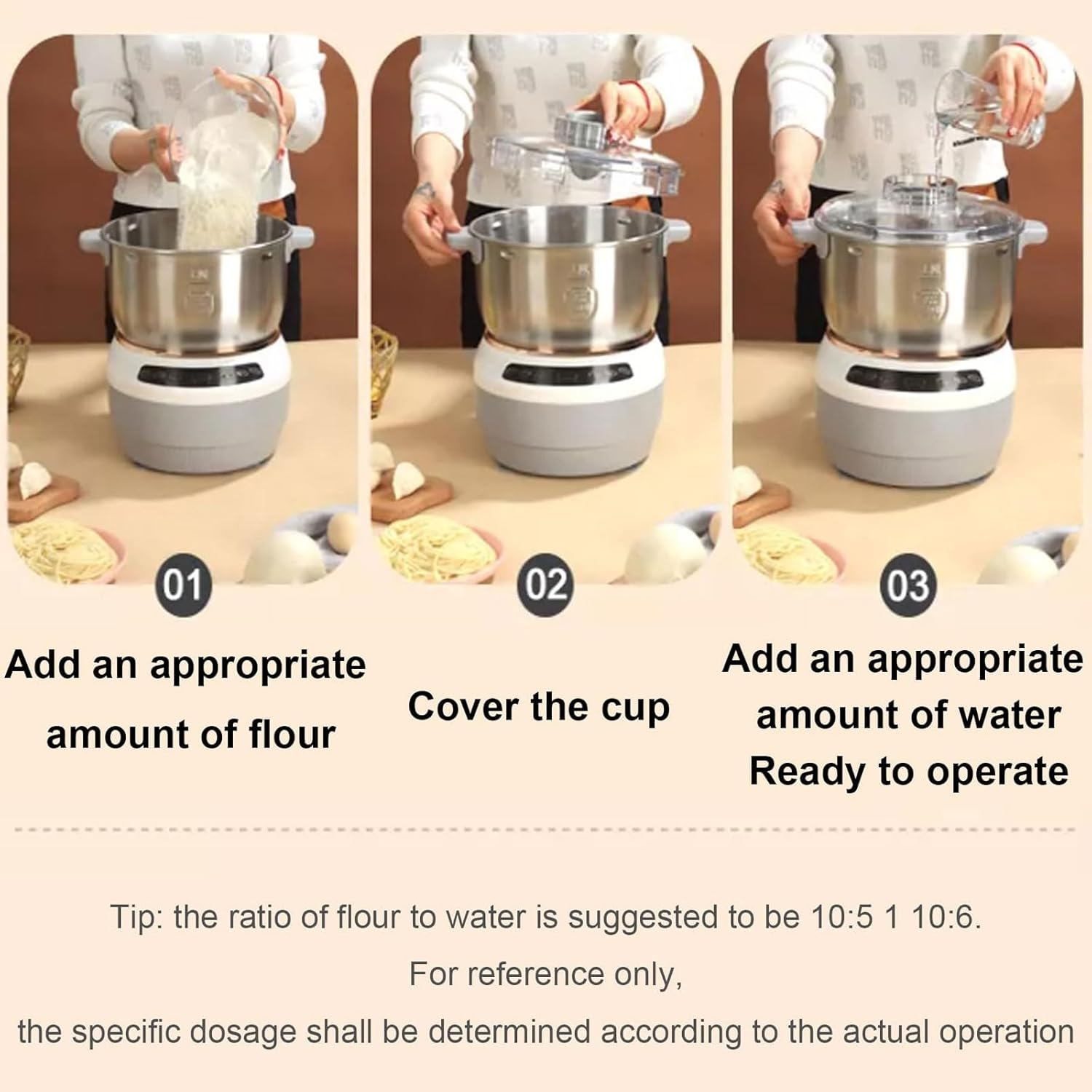 Dough Maker with Ferment Function, 5L/7L Non-Stick Stainless Steel Dough Flour Mixer with Measuring Cups & Spoons, Dough Kneading Machine, Timing &Touch Panel, 25-38℃ Dough Proofer, for Home (Size : image number 4