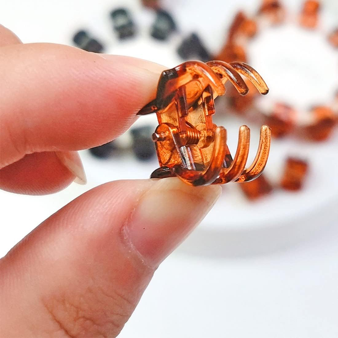 PLABBDPL 24 Pieces Mini Hair Clips 1.5Cm Small Non-Slip Plastic Hair Clips for Girls and Women (Champagne) image number 5