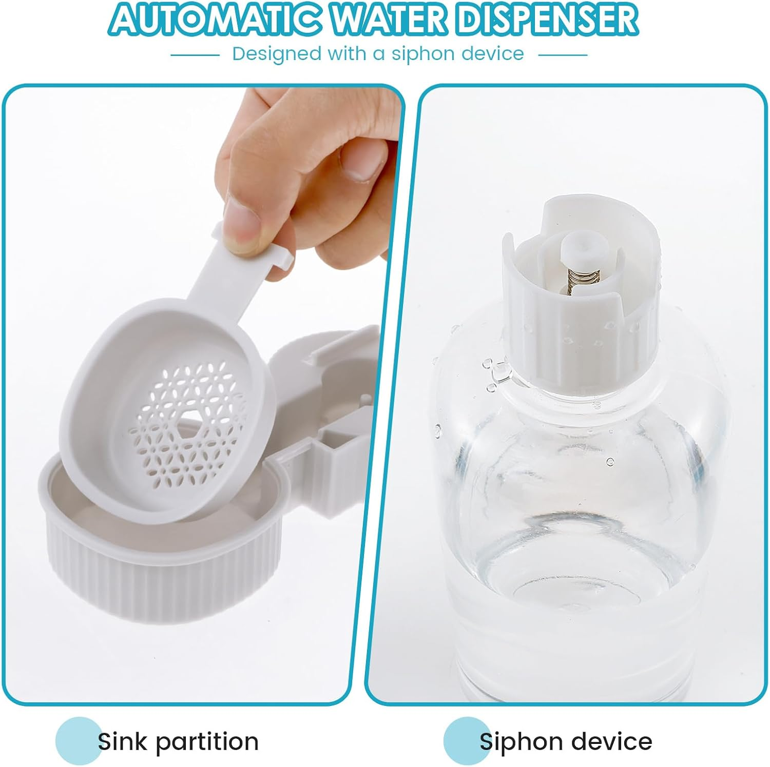 Rabbit Food Water Dispenser 520Ml Rabbit Water Dispenser 1200Ml Rabbit Food Dispenser Hanging Rabbit Water Bottle Dispenser Large Rabbit Feeder and Water Dispenser Set for Bunny Fulasun.(Style 1,Grey) - Grey image number 5