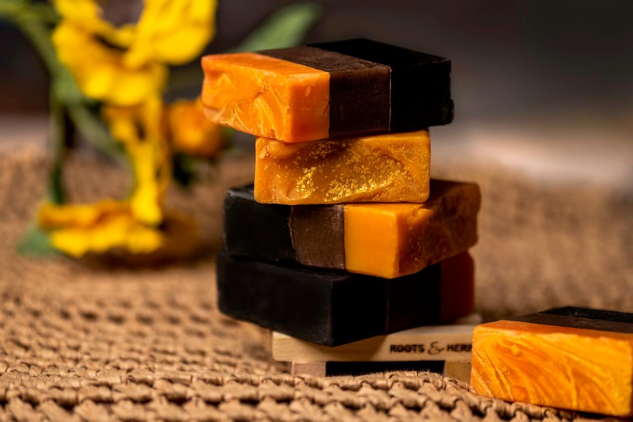 ROOTS and HERBS Ayurvedic Bar Soap Natural Treatment 100% Vegan No Paraben No Sls No Sulphate Luscious Murumuru Butter, Cinnamon and Blood Orange (Cold Process Gourmet Cleansing Body) Soap
