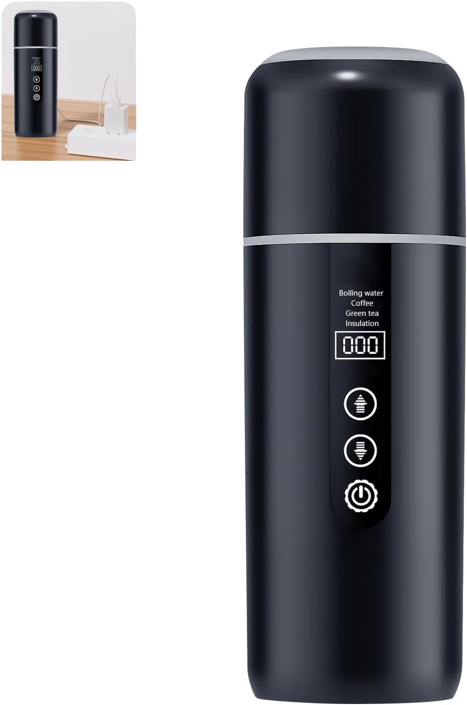 1. Portable USB Car Kettle 12V/24V 500Ml Fast Heating Cup for Coffee Tea Travel & Road Trips Travel Heating Cup with USB for Coffee & Tisane