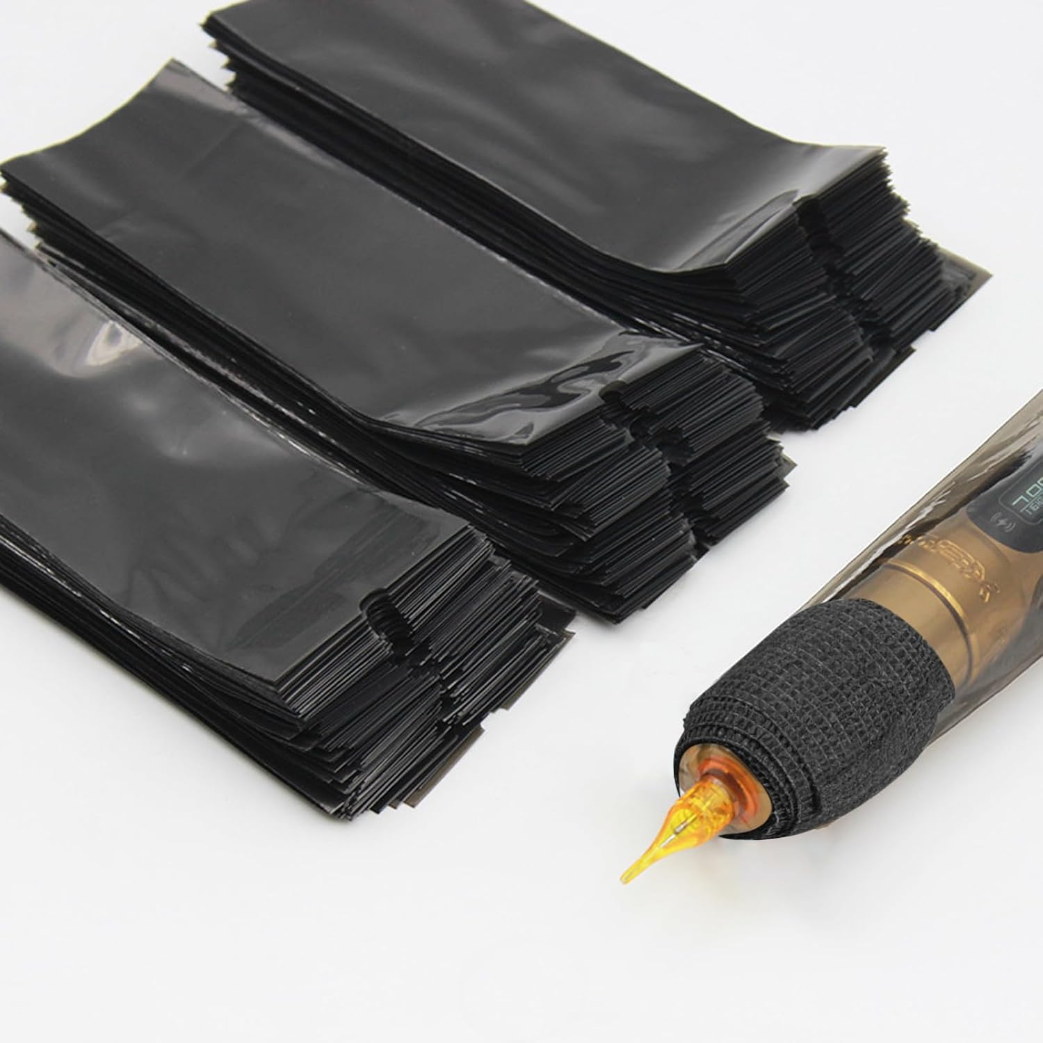 HOINCO Tattoo Machine Pen Cover Tape Wraps,200Pcs Tattoo Machine Covers and 6Pcs Tattoo Machine Tape Grip Wrap 2 X 5 Yards Self for Tattoo Supplies