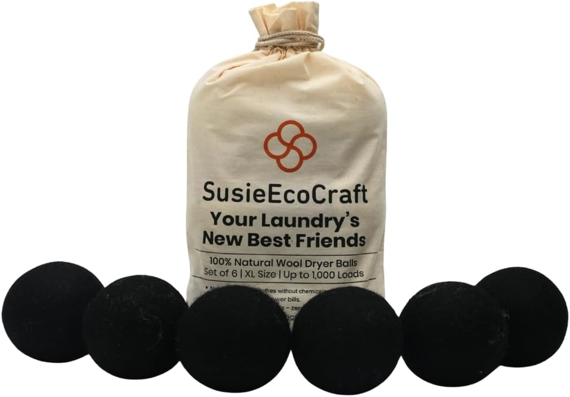 Wool Dryer Balls XL (6 Pack, 7.5 Cm, Natural Gray) &ndash; 100% New Zealand Wool, Handmade in Nepal &ndash; Reusable, Eco-Friendly, Chemical-Free Fabric Softener Alternative for Laundry, 1000+ Loads