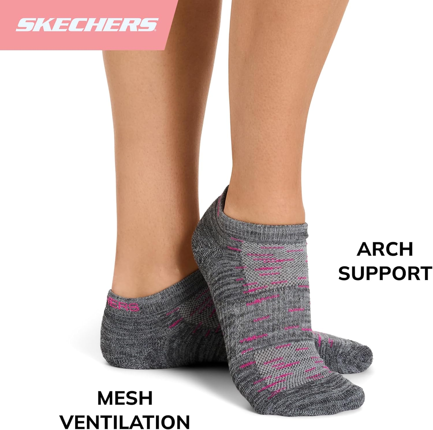 Skechers Women'S 6 Pack Low Cut Socks Running Socks - Gray/Multi image number 3