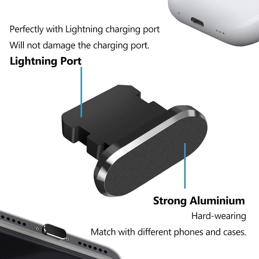 Anti Dust Plug for Iphone, 4 Pack Iphone Dust Plug Cover Charging Port Protector Cap with Cleaning Brush for Iphone 14 Pro Max 13 12 11 Airpods Ipad, All Lightning Port Devices image number 5