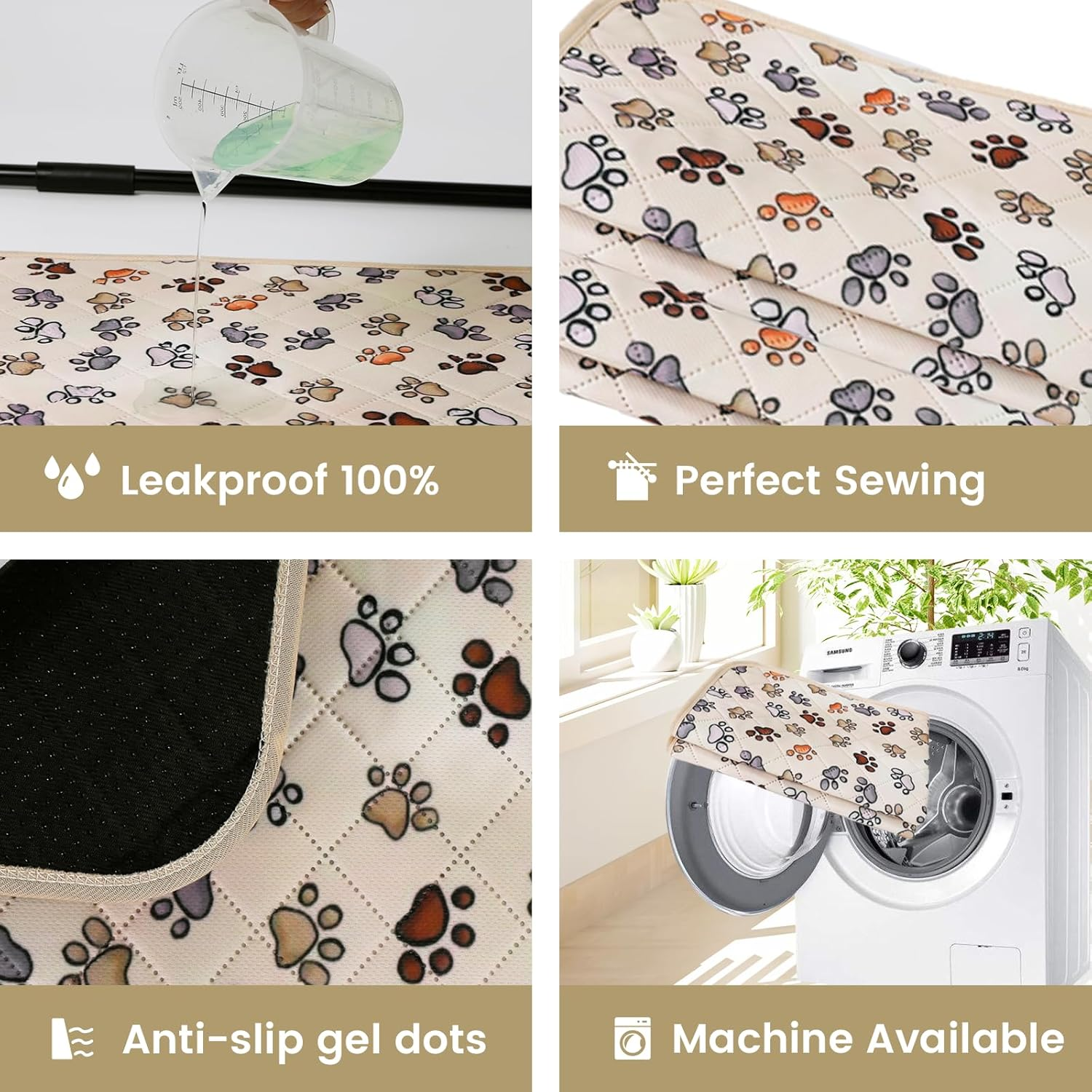 Tawyot Washable Pee Pads for Dogs 2 Pack Reusable Puppy Pads Waterproof Protect Floors Potty Crate Great for Dog Cat Rabbits Small Breeds Color Paw 24 Inch image number 5