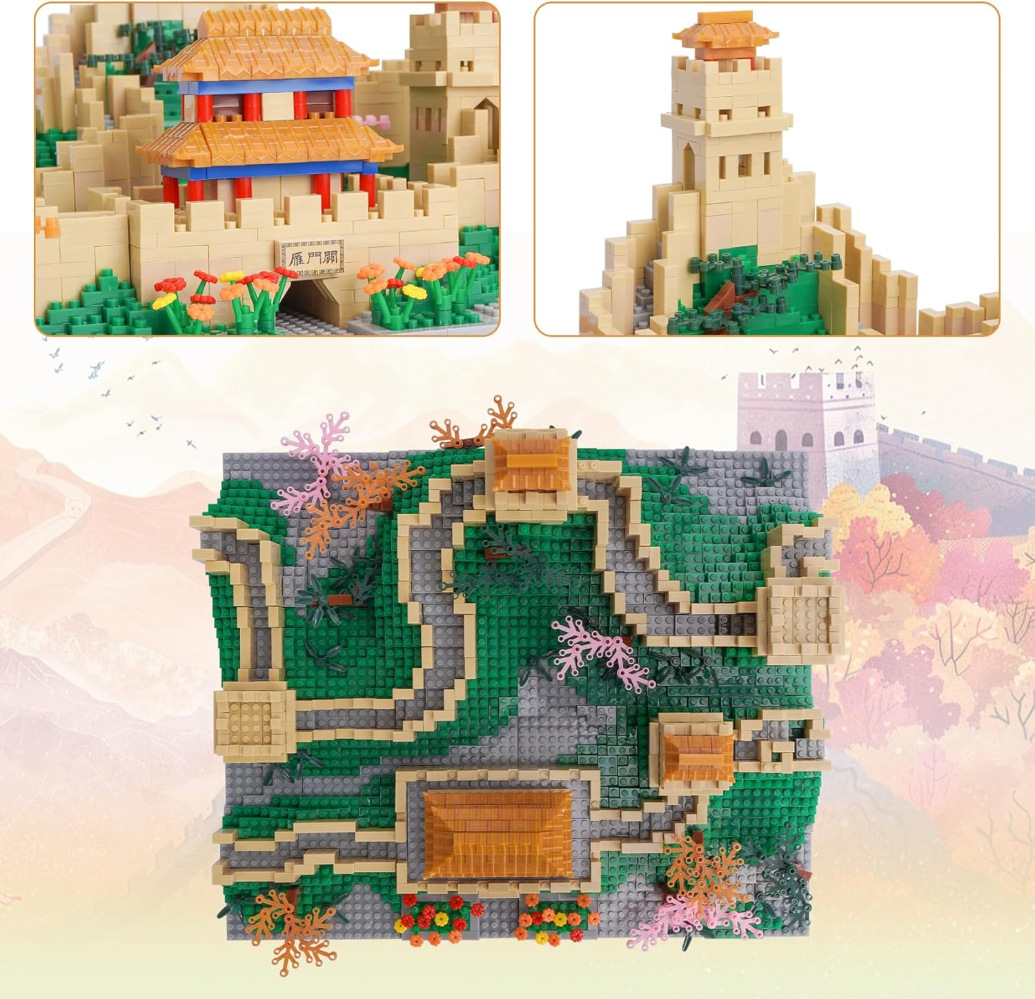 LULUFUN Building Blocks Set, Architecture Building Toys, Chinese Wall Building Blocks, Chinese Ancient Famous Architecture Mini Building Blocks, Toy Gifts for Children and Adults (3000+Pieces) image number 3