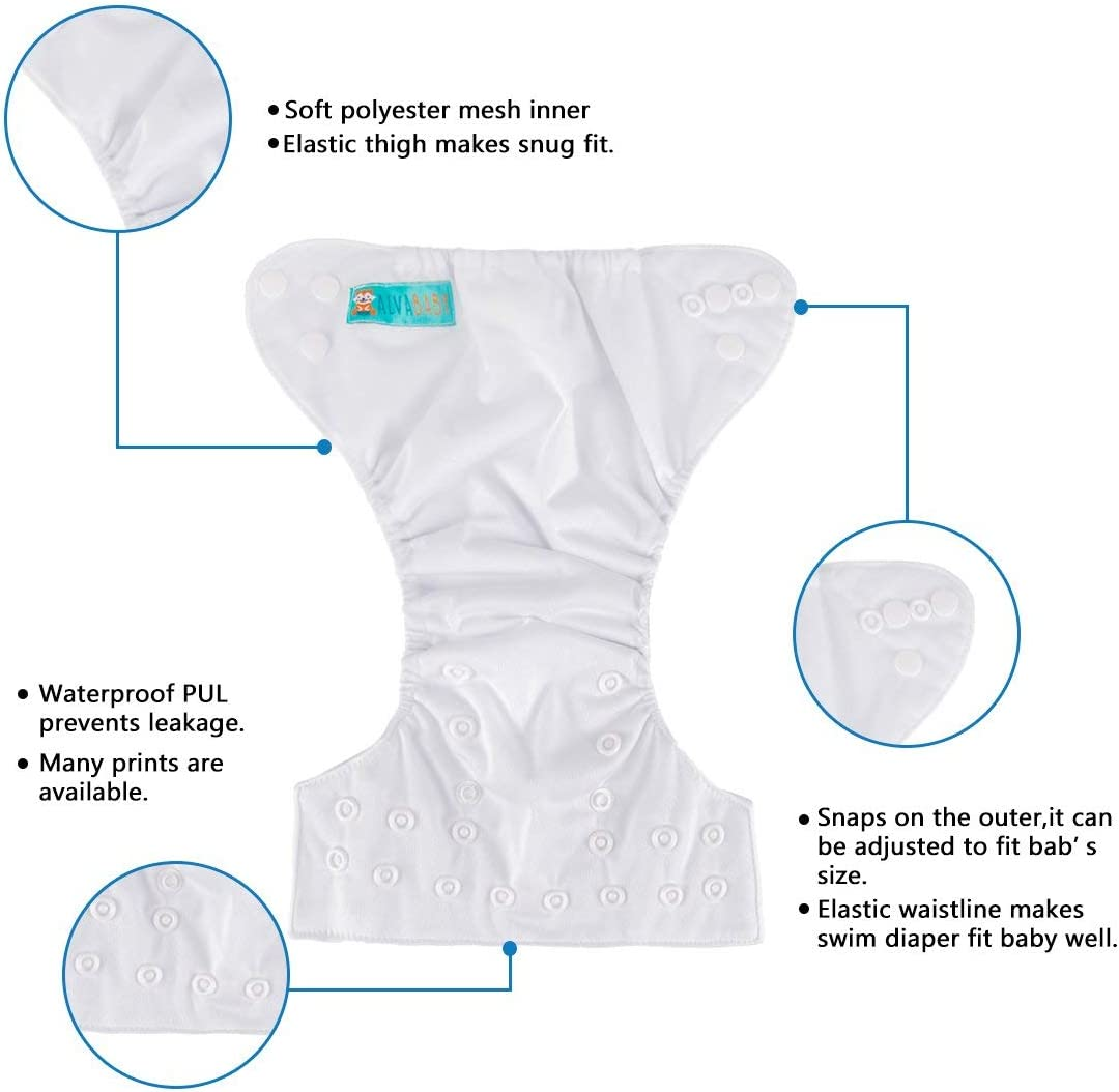 ALVABABY Pocket Newborn for Less than 12Pounds Baby Snaps Cloth Diapers Nappy 6Pcs with 12 Inserts 6SVB09-AU image number 2