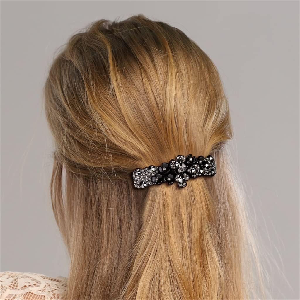 Crystal Hair Accessories,Clips Hairpins,Clip Plate,Black Diamond Series Hairpin Black Hair Accessories Female Acrylic Horizontal Clip Top Clip Female Hair Accessories (Color : A, Size : 8.5 * 3.3Cm) image number 5