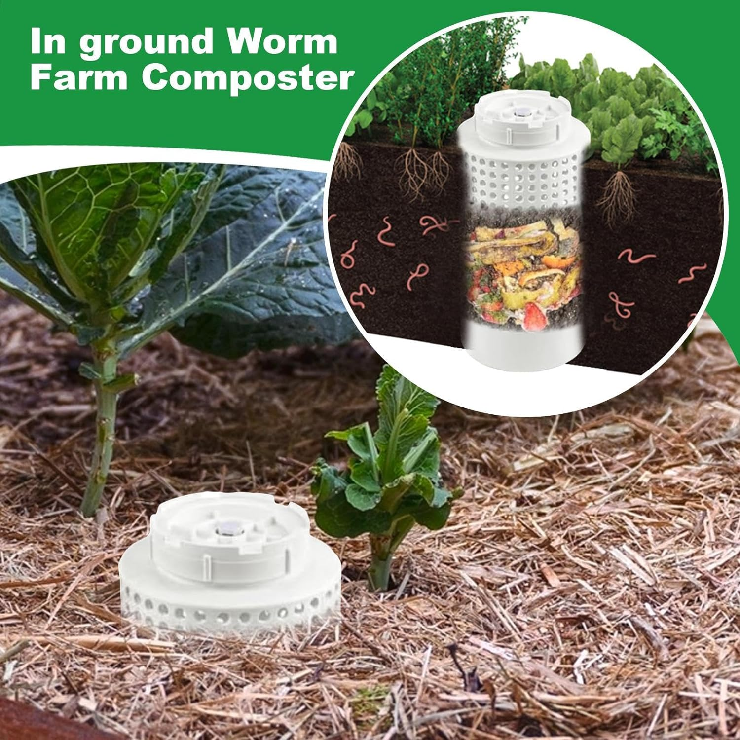 Worm Composting Bin,In Ground Worm Compost Bin | Moisture-Control Space-Saving Cultivation Container for Kitchen Scraps Yard Waste Urban Farming Organic Gardening image number 1