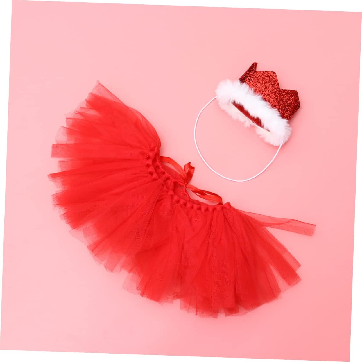 Ipetboom 4Pcs Pet Gauze Skirt Party Mesh Dog Clothes Puppy Dress Pet Supplies for Puppy Dog Crown Headband Skirt Crown Headband image number 2