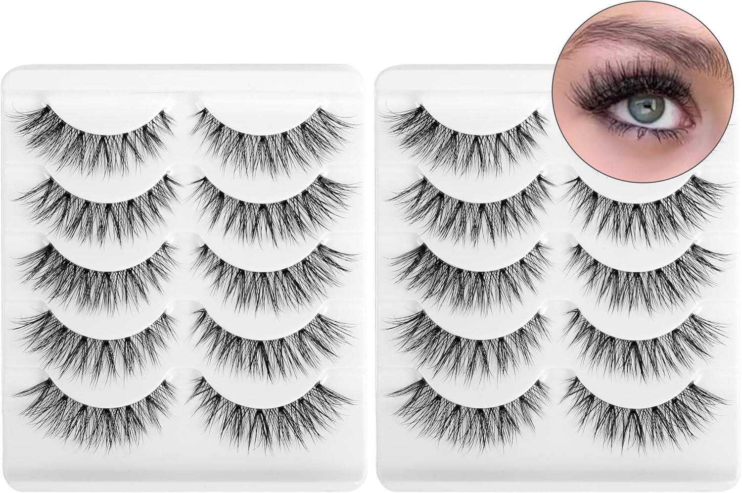 Frihappy Cat Eye Lashes 3/4 Lashes Mink Lashes Wispy Lashes False Eyelashes Natural Look False Lashes 14Mm Lashes image number 2