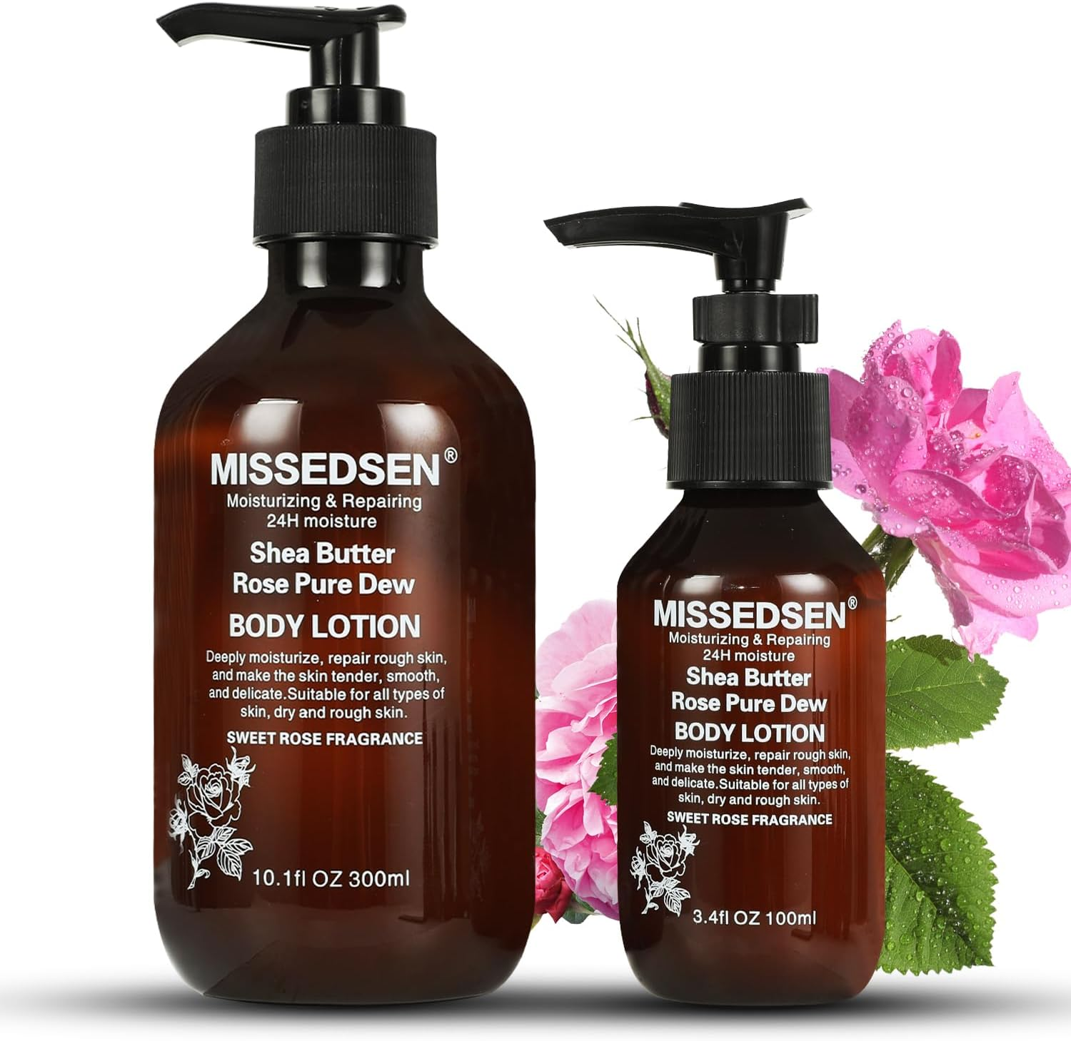 MISSEDSEN Body Lotion for Women, Rose and Shea Butter, Daily Moisturising, 300Ml and 100Ml Travel Size image number 3