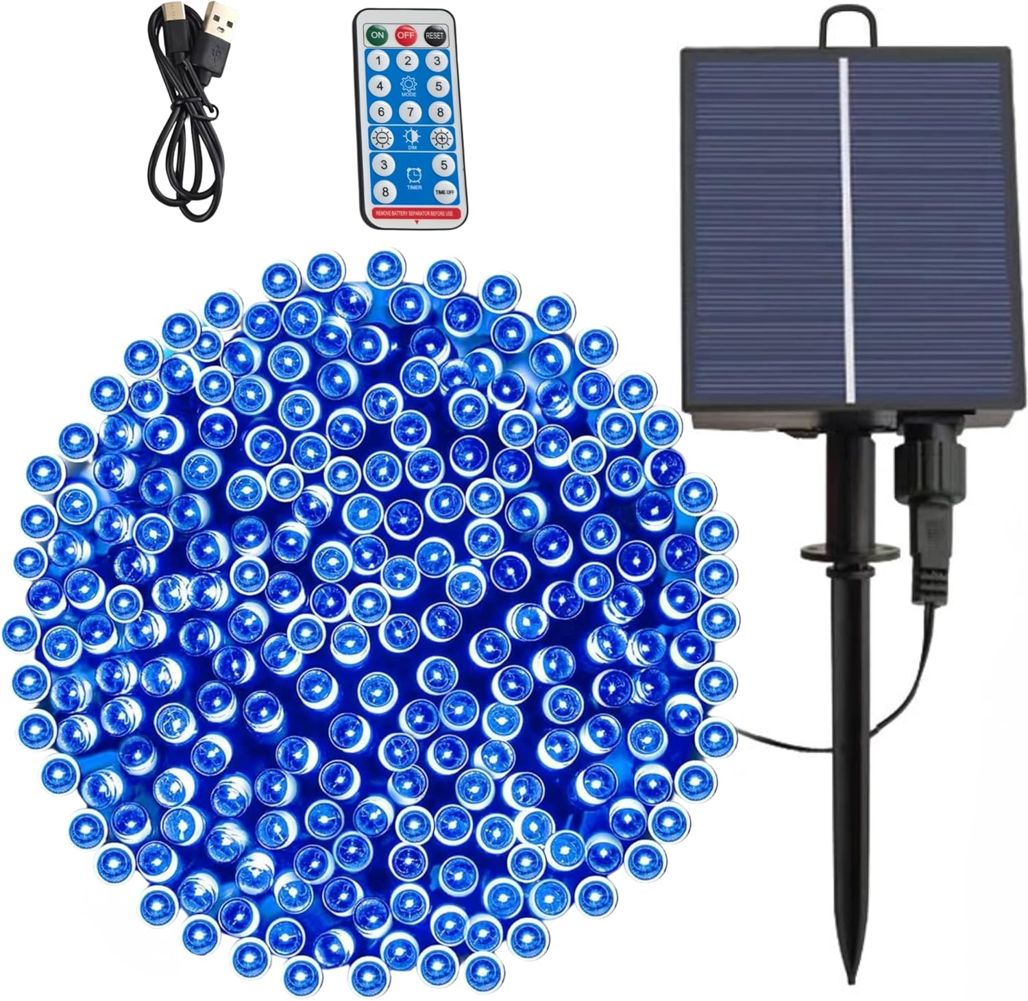 Solar Christmas Lights, 170Ft/52M 400 LED 8 Modes Solar String Lights, Waterproof Solar Fairy Lights for Xmas Tree, Garden, Home, Holiday, Outdoor Christmas Decorations (Blue)