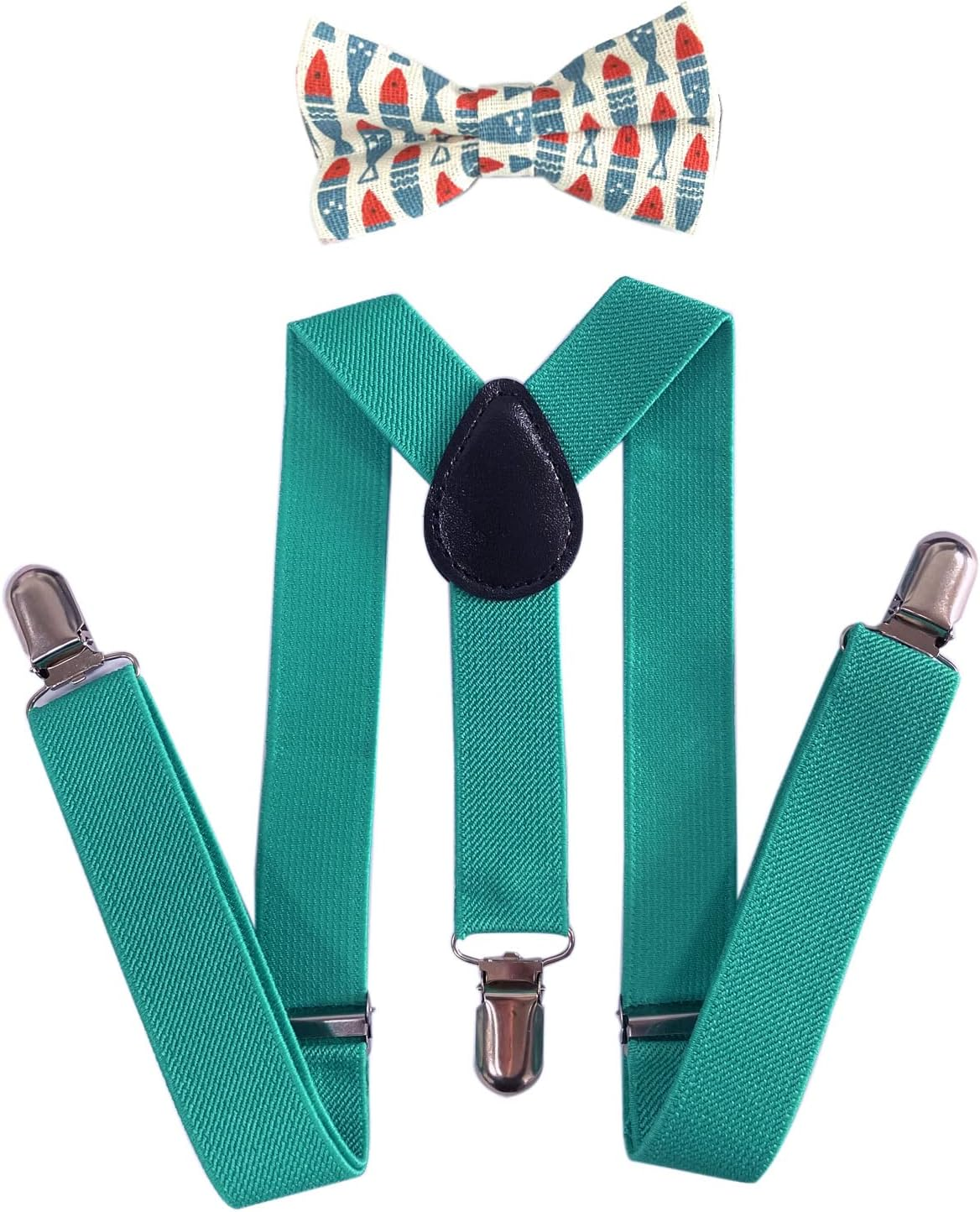 CENZICOM Kids Clip-On Suspenders Elastic Y-Shape Adjustable and Bow Tie Set for Christmas Party Costume Dress - Black image number 2