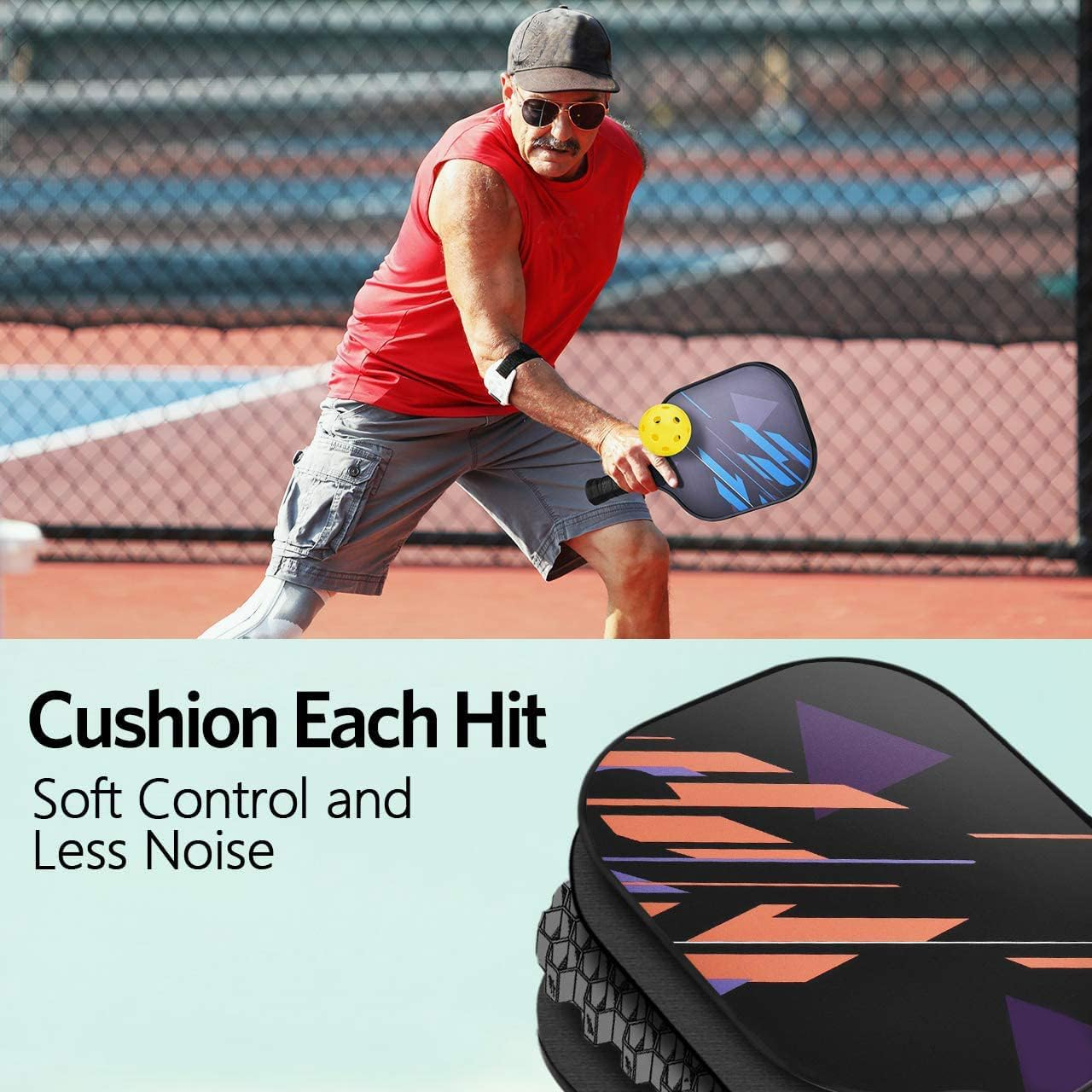 Pickleball Paddles USAPA Approved Lightweight Pickleball Rackets, Durable Fiberglass Surface with Polypropylene Honeycomb Core, Cushion Grip and Carry Bag for Beginner image number 6