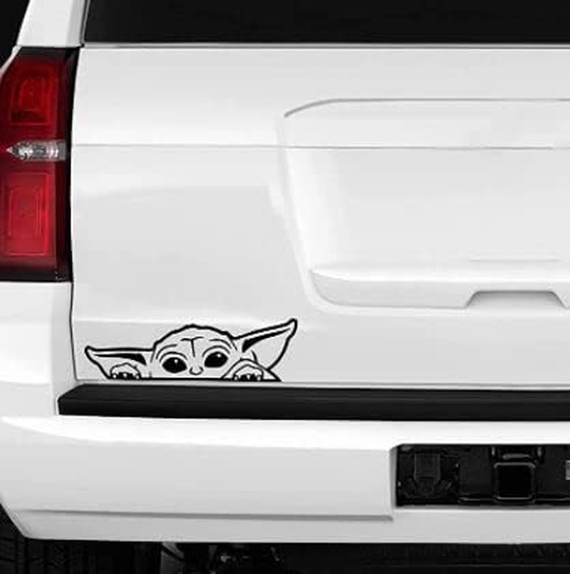 H&S Design Baby Yoda Mandalorian, Transparent Vinyl Decal Sticker for Cars, Trucks, Vans, Suvs, Walls, Windows, Laptops, Macbook, Notebooks, Cups Bottles, Black, 6 X 2&rdquo; |