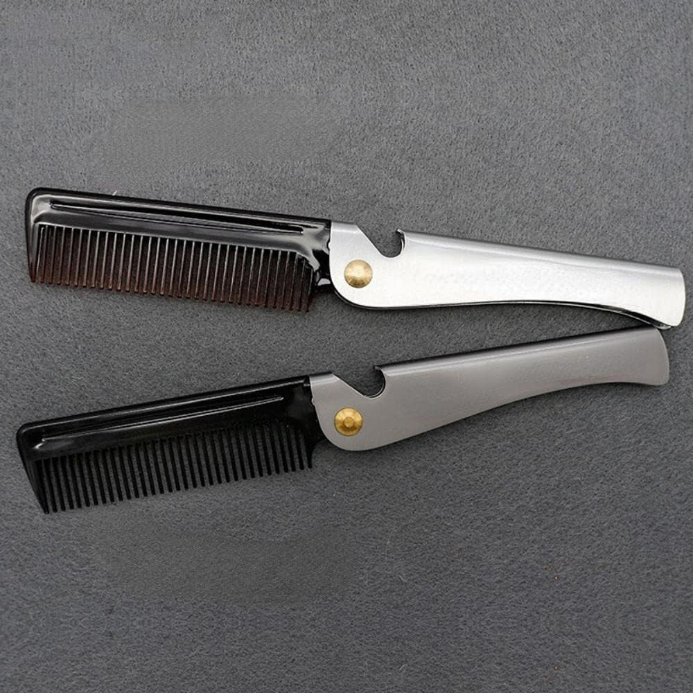 VOANZO Folding Comb Moustache Comb Stainless Steel Beard Comb for Hairdressing Salon in the Household image number 1