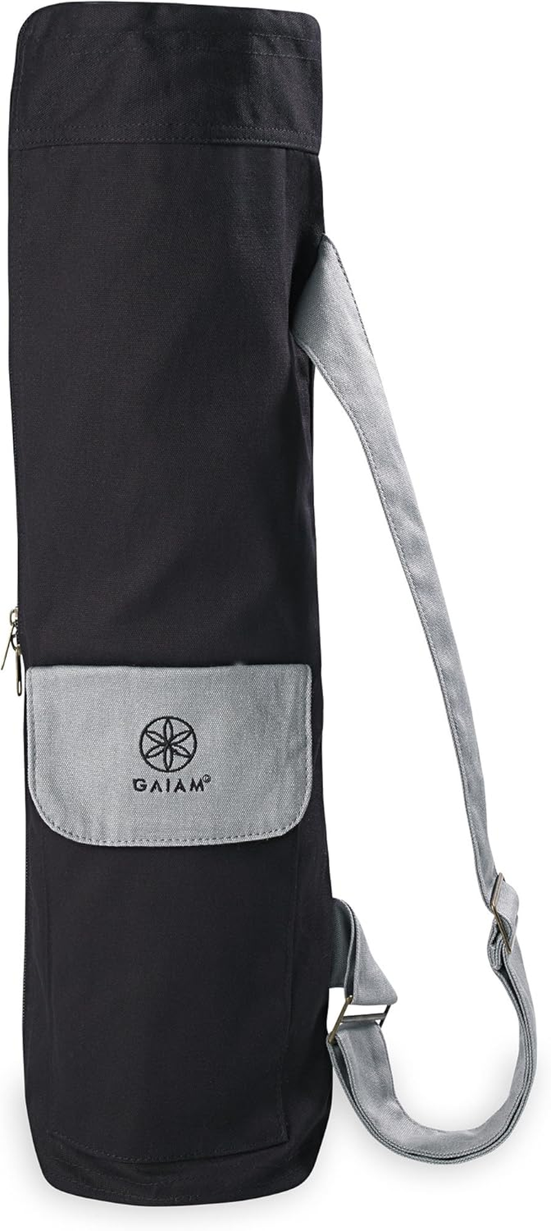 Gaiam Cargo Yoga Mat Bag, Full-Zipper Yoga Mat Carrier with Adjustable Strap, Front & Exterior Phone Pocket with Earbuds Slit, Stylish & Functional Fitness Mat Holder for Women & Men
