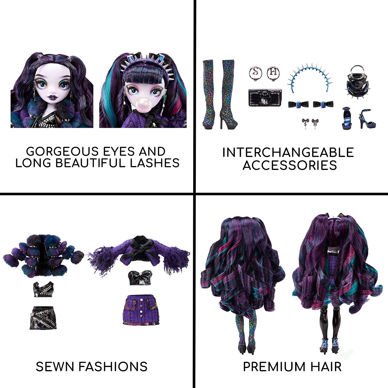 RAINBOW HIGH Shadow High Special Edition Twins- 2-Pack Fashion Doll. Purple and Black Designer Outfits with Accessories, Great for Kids Ages 6+ and Collectors, Multicolor