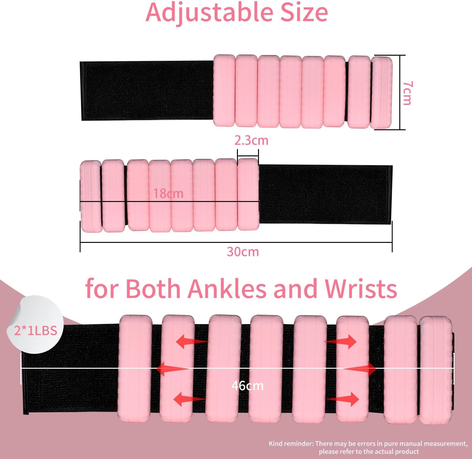 Topesct Adjustable Wrist Weights - Set of 2 (1Lb Each) | Durable Wearable Wrist & Ankle Weights Bracelet for Yoga, Dance, Barre, Pilates, Cardio, Aerobics, Walking image number 5