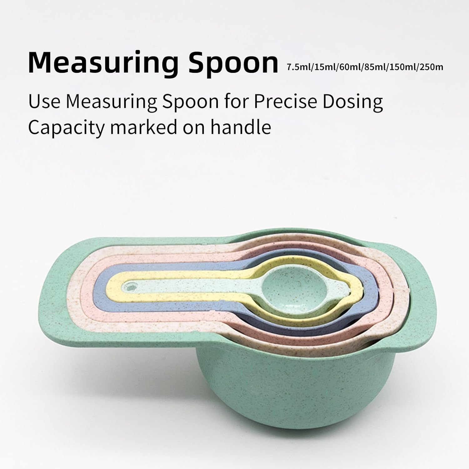 Menbyci 10Pcs Plastic Mixing Bowls Set with Measuring Spoon, Colorful Serving Bowls for Kitchen, Multi-Purpose Nesting Bowl with Handle, Colander and Fine Mesh Sifter, for Baking, Prepping and Cooking image number 3